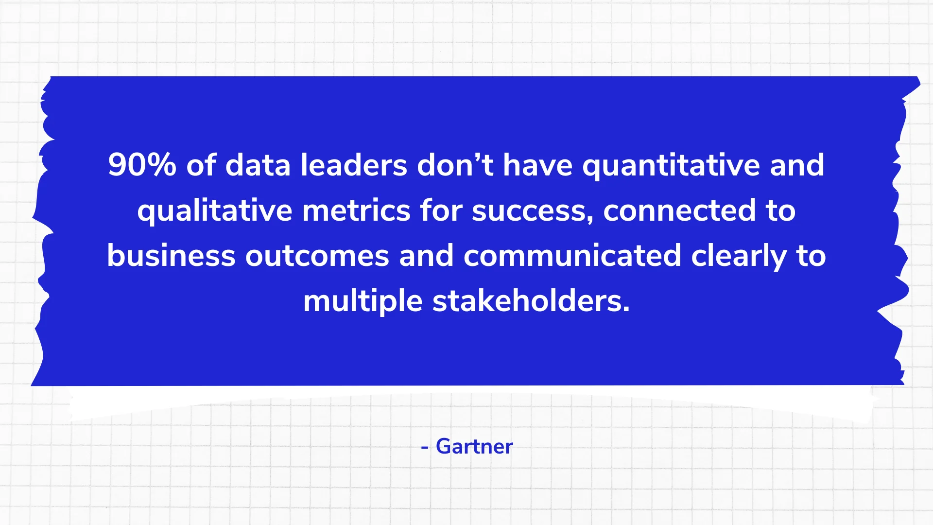 90% of data leaders don’t have quantitative and qualitative metrics for success, connected to business outcomes and communicated clearly to multiple stakeholders