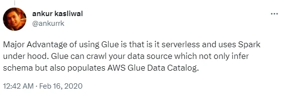 A major advantage of AWS Glue data catalog