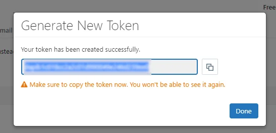 Copy the token generated