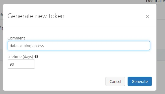 Generating a new personal access token