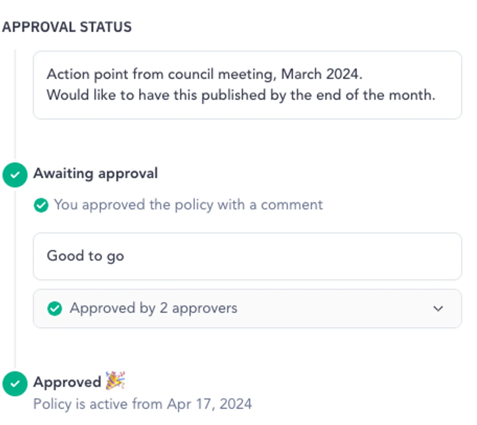 Policy approval status in Atlan