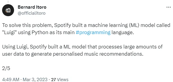 Spotify used Luigi for big data processing and personalized music recommendations