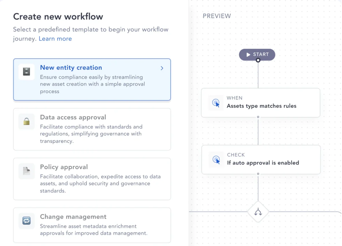 An example of a no-code data policy approval workflow