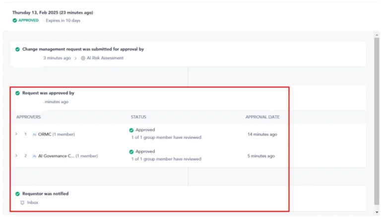 Approving an AI risk assessment workflow in Atlan