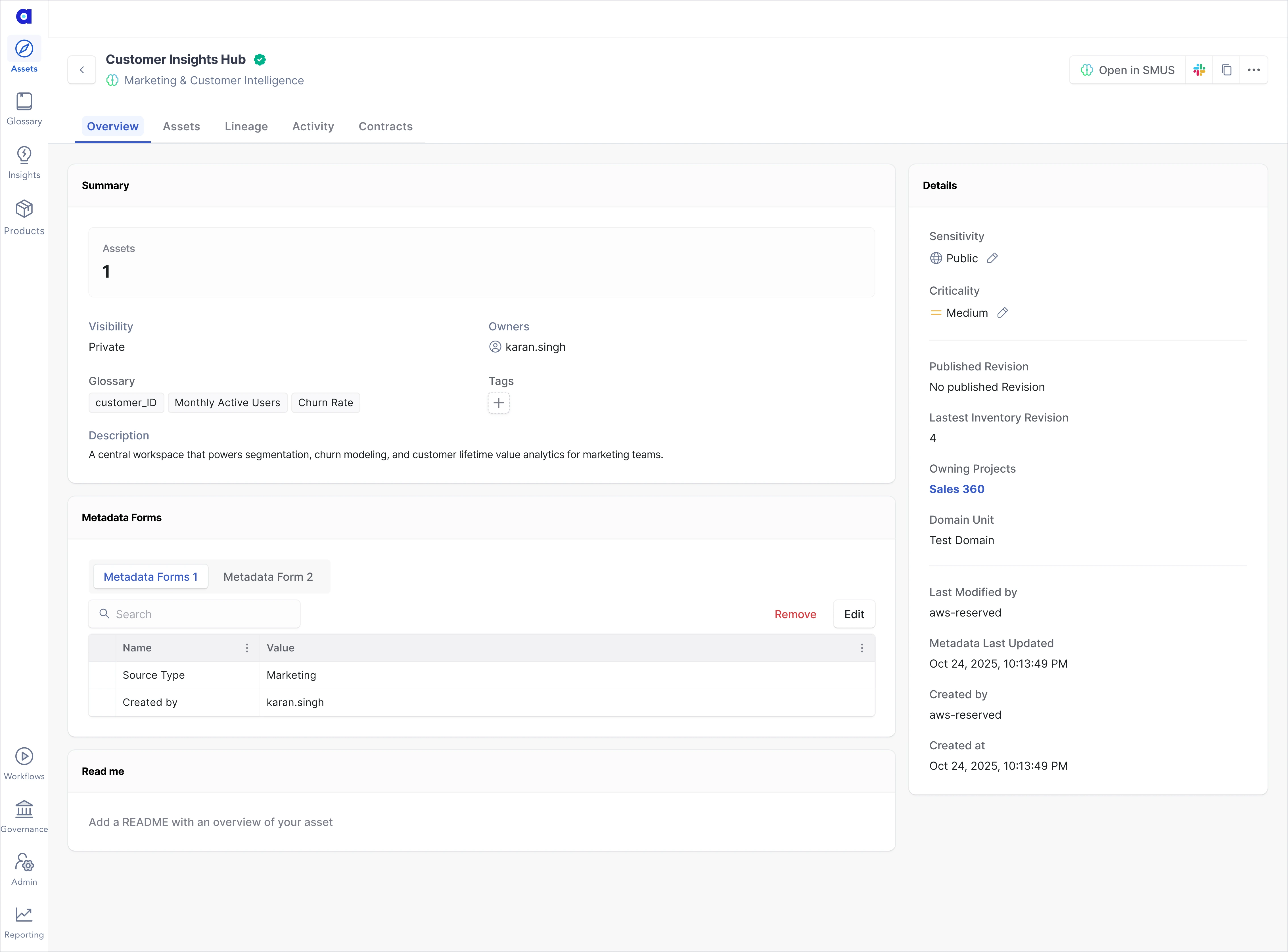 Amazon SageMaker Unified Studio data products in Atlan.