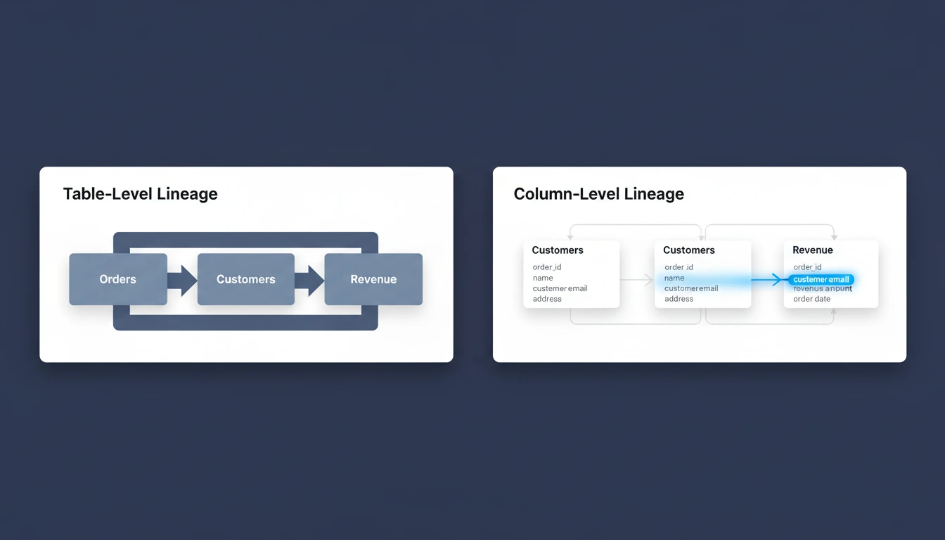 Column-Level vs. Table-Level diagram Column-Level vs. Table-Level lineage diagram for compliance