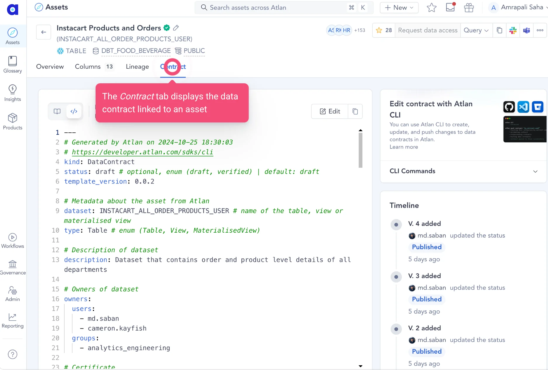 Data contract example in Atlan Data contract example in Atlan
