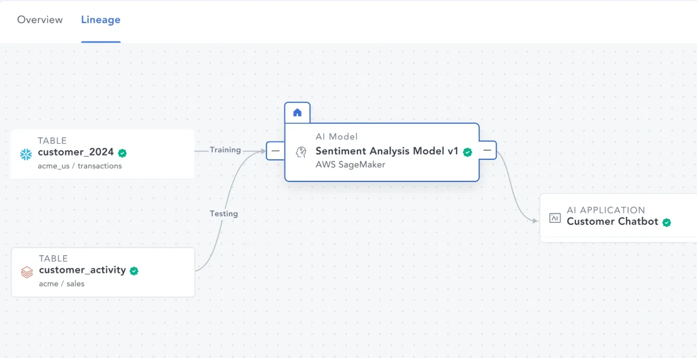 Get end-to-end visibility into how your data and AI is used, enabling data and AI governance Get end-to-end visibility into how your data and AI is used, enabling data and AI governance