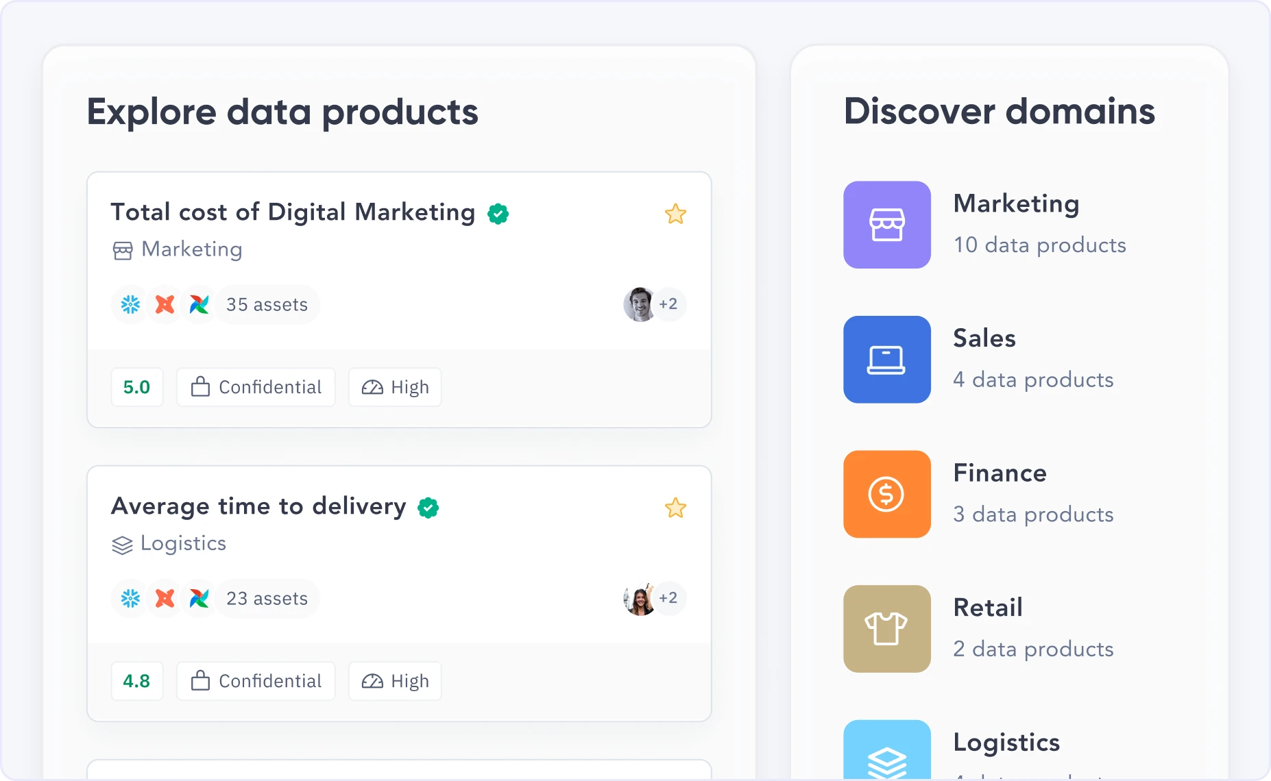 Data products marketplace
