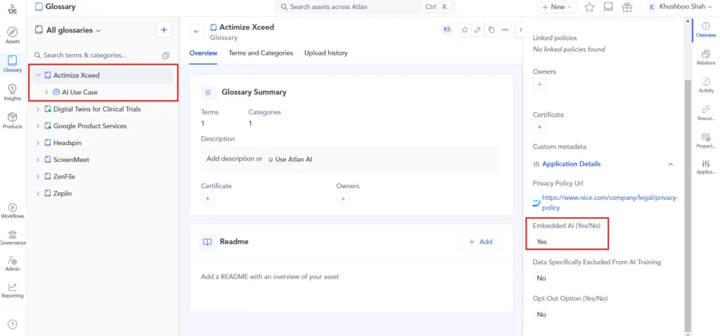 The custom metadata field titled Embedded AI