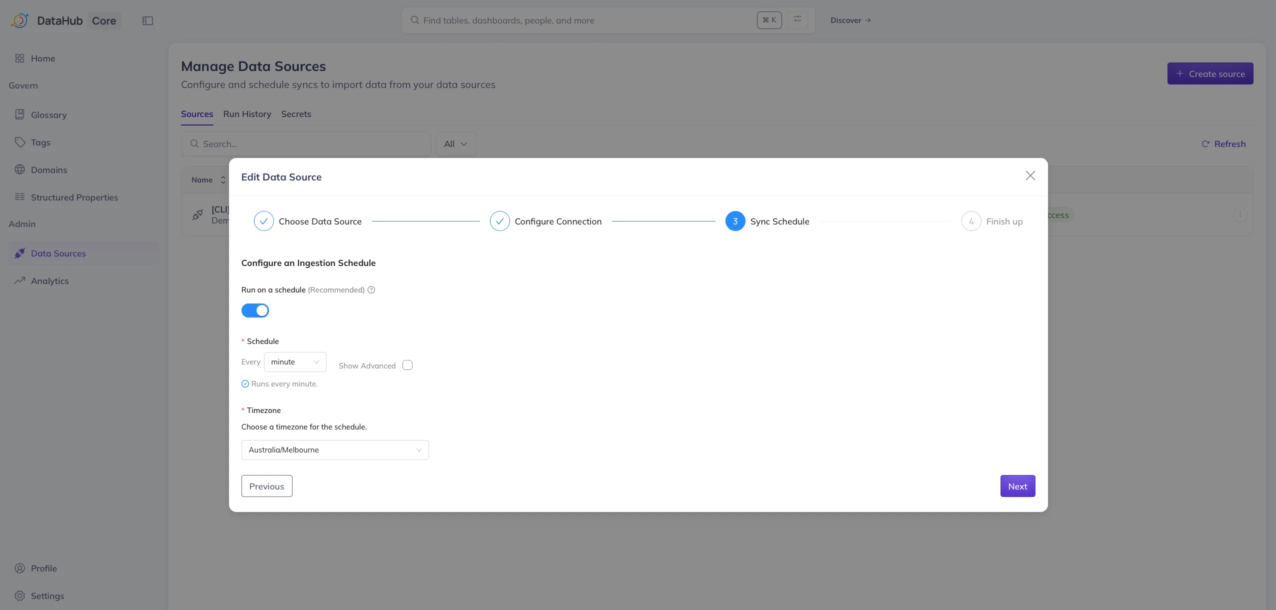 Updating data sources in DataHub
